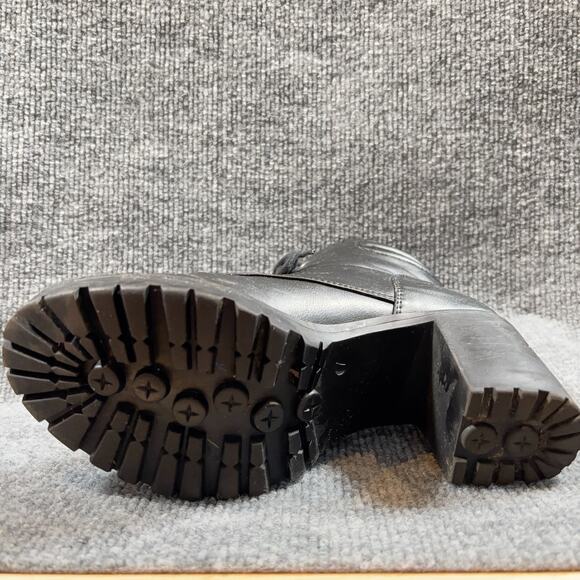 Steve Madden Nydiaa Black Combat Boots 7M Lace Up Chunky Heel Zip Lug Sole - Picture 12 of 16